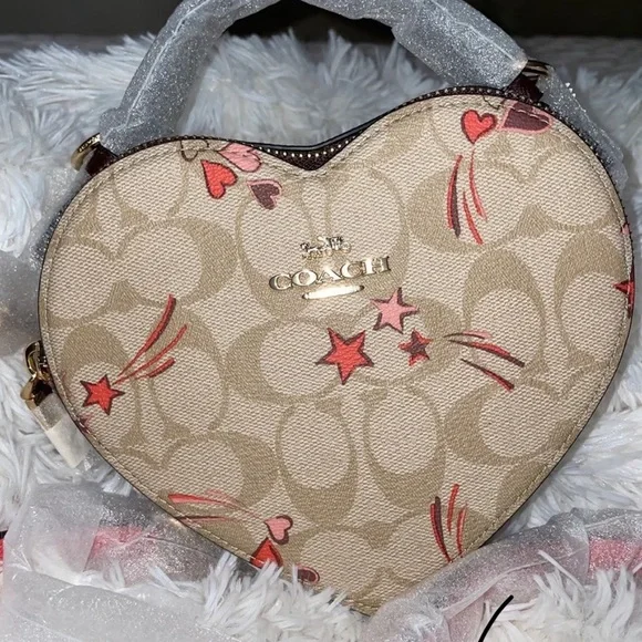 Coach | Bags | Coach Heart Crossbody In Signaturecanvas With Coach | Bags | Coach Heart Crossbody In Signaturecanvas With